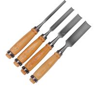 TEHAUX Juego de Cinceles para Madera 4 Piezas con Hoja Semicircular de Acero y Mango de Madera Maciza, Kit de Formones para Tallar Manualmente, Adecuado para Carpinteros y Talladores,