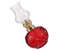 TEHAUX Lámpara de Aceite Vintage de Vidrio y Hierro Roja para Iluminación de Emergencia y Decoración Retro en Dormitorio y Sala