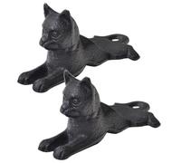 TEHAUX Tope de Puerta de Metal Fundido con Diseño de Gato Original y Elegante, Anticolisión y Protección de Pared, 2 Piezas Negras para Oficina y Hogar