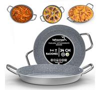 TEHORNEO Paellera Induccion, Paellera 34 cm de Antiadherente 5-6 raciones, Paella Induccion, Paella 34 cm Compatible con Inducción, Vitrocerámica, Gas y Electrica, Paelleras Grandes