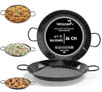 TEHORNEO Paellera Induccion, Paellera 36 cm de Acero Esmaltado 6-7 raciones, Paella Induccion, Paella 36 cm Compatible con Inducción, Vitrocerámica, Gas y Electrica, Paelleras