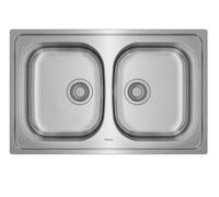 Teka 115040008 - Fregadero Universe 80 T-XP 2C Doble Cubeta Sobre Encimera Mueble 80 cm Inox