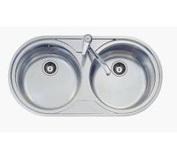 Teka Fregadero Duetta 2C 91,5 cm sobre encimera, 2 cubetas Ø39 cm, acero inoxidable, Serie Total