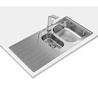 TEKA Fregadero Encastrado 1½ Cubetas con Escurridor en Acero Inoxidable, Profundidad 160mm y 110mm, Reversible, Mueble 60cm, Universe 60 T-XP 1½C 1E