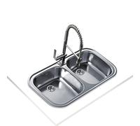 TEKA Fregadero Encastrado 2 Cubetas en Acero Inoxidable - Profundidad 170 mm - Válvula Canasta 3 1/2 - Mueble de 80 cm - Stylo 2C