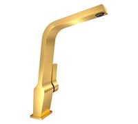 TEKA Grifo Cocina Monomando, Caño Alto Giratorio, Aireador Anticalcáreo, Superficie PVD, Latiguillos Flexibles 3/8” y 1/2”, Metallic Edition ICC 915 Brass