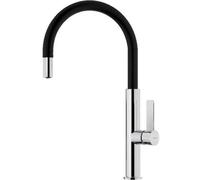 TEKA - Grifo de cocina FOT 995 con caño retirable y surtidor tipo C, altura máxima 42 cm, acabado cromo/negro, ideal para fregaderos profundos y uso intensivo en cocina doméstica Black Medium