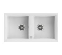 Teka TEGRANITE STONE 90 B-TG 2C V.AUTO BLANCO - Fregadero De Cocina Sintetico 50 Cm 2 Cubetas 0 Escurridores