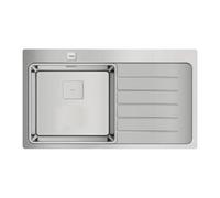 Teka Zenit RS15 1C 1E R - Fregadero de 50 cm, Encastrado Derecha, SilentSmart, Desagüe Automático Cuadrado, Tapa Decorativa, Chapa de Gran Espesor, Color Acero Inoxidable