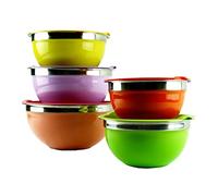 TEKNO CHEFF Juego de 5 cuencos, Fiambrera de acero inoxidable versátiles.
