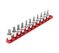 TEKTON 3/8 Inch Drive Hex Bit Socket Set, 11-Piece (3-10 mm) with Rail | SHB91107