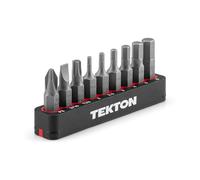 TEKTON Juego de brocas de bicicleta de 1/4 pulgadas con riel, 9 piezas (#2, 3/16 pulgadas, T25, 2-6 mm) | DZZ93003