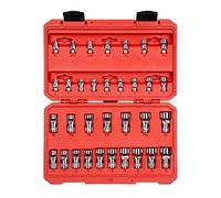TEKTON Juego de llaves de vaso universales de 6 puntos de 1/4, 3/8 pulgadas con funda, 33 piezas (1/4-3/4 pulgadas, 6-19 mm) | SHD99301