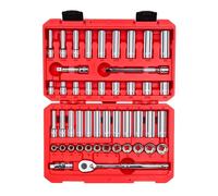 TEKTON Juego de llaves de vaso y trinquete de 6 puntos de 3/8 pulgadas, 46 piezas (5/16-3/4 pulgadas, 8-19 mm) | SKT15301