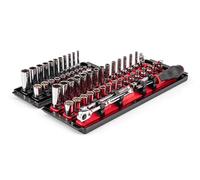TEKTON SKT03302 - Juego de llaves de vaso y trinquete de 12 puntos con rieles, 57 piezas (5/32-9/16 pulgadas, 4-15 mm)