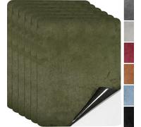 Tela de microfibra autoadhesiva, 6 piezas, 20x30 cm, parches autoadhesivos, reparación de tela, parches autoadhesivos, aspecto de ante, piel sintética (Verde Oscuro)