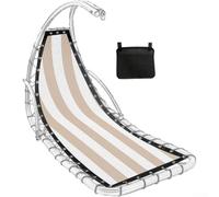 Tela de repuesto a rayas para silla columpio colgante de textilene con bolsa lateral, funda para muebles de patio al aire libre, negro, amarillo, rosa, marrón claro, azul claro, verde claro, azul