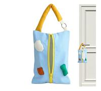Tela de tejido Box Cover, Handle Dispenser, 9,06 x 6,69 x 1,97 pulgadas Napkin Holder with Portable Strap, Sturdy Polyester Cotton Sleeve, Soft Case with Creative Style, Home Decor for Bedroom & Car