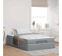 Tela suave con cajones integrados dormitorio moderno Gris Claro 203x120x43 | Estructura de cama con colchón 2 uds. Gris claro tela suave con cajones almacenaje, somier moderno minimalist
