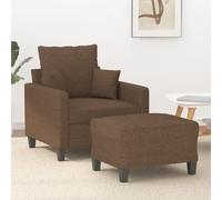 Tela transpirable duradera taburete versátil madera contrachapada metal | Sillón con taburete marrón 78x77x80 cm tela poliéster madera y metal, butaca moderna con reposapiés para sala de estar,