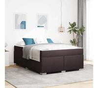 Tela transpirable madera resistente diseño minimalista moderno 140x200 cm | Estructura de cama con colchón Marrón Oscuro 140 x 200 cm tela, base de madera y somier resistente, conjunto moderno para