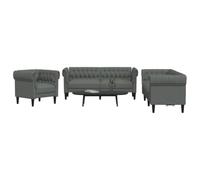 Tela transpirable y duradera para salón moderno estilo nórdico 3 plazas | Juego de sofás 3 piezas tela gris oscuro con chaise lounge, moderno salón modular resistente para sala de estar, sala de