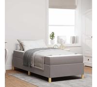 Tela y madera minimalista dormitorio moderno Taupe 193 x 90 x 55 cm | Cama Taupé 90x190 cm con Colchón Tela Suave y Almacenamiento, Estructura de Madera Resistente, Camas Individuales Modernas
