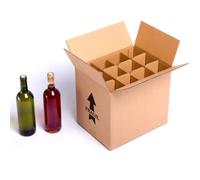 TELECAJAS | Pack de 10 Cajas para 12 Botellas de Vino con Separadores de Cartón Tipo Rejilla | Embalaje Seguro y Resistente para Envíos o Almacenaje
