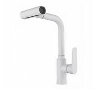 Telescopic All Copper Faucet 30cm High Waterfall Stream (blanco) | Diseño de boquilla extensible, se adapta a fregaderos profundos, construcción de cobre, flujo de agua suave, fácil limpieza