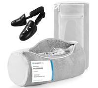 Teletrogy 2 Piezas Bolsa Zapatillas Lavadora - Bolsa Lavadora con Limpieza de 360°, 3 en 1 Bolsa para Lavar Zapatillas en Lavadora Reutilizable con Horma Ajustable, Cremallera Oculta, Gris
