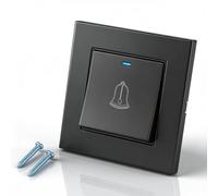 Telituny Botón de Timbre Exterior 220-250V, Pulsador Timbre Exterior Casa Puerta 86x86mm, Interruptor de Timbre de La Pared De Botón Pulsador con Tornillos Dispositivos de Hotel, para Hogar Oficina