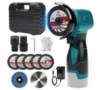 Telituny Mini amoladora angular bateria, 18V mini radial 75 mm, 2 baterías | Amoladora inalambrica de 3 pulgadas, 22000 rpm y 200 W, 7 discos de corte, para cortar, amolar y quitar óxido en metal