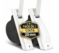 TELKES Recogedor Persiana Empotrado Blanco con Cinta 20 mm x 5 m Carrete Cuerda Enrrollable Mecanismo de Muelle Interior Sistema Polea Rollo Tirador Recambio de Cajetin (Pack X2 Blanco, Cinta 20 mm)