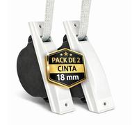 TELKES Recogedor Persiana Empotrado Blanco con Cinta 20 mm x 5 m Carrete Cuerda Enrrollable Mecanismo de Muelle Interior Sistema Polea Rollo Tirador Recambio de Cajetin (Pack X2 Blanco, Cinta 18 mm)