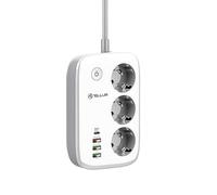 TELLUR SMART Enchufe Inteligente WiFi, Regleta Alexa, Enchufes Inteligentes WiFi Compatible con Alexa, Google, Tuya, SmartLife 3 x Tomas, 1 x PD30W, 1 x USB QC18W 2 x USB 2.4A, Cable de 2m, 2500W