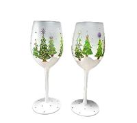Tema Navideño Copa De Vino Tinto Cristal Copa De Vino Pintada A Mano Copa De Champán Regalo Navideño - Juego De 2 Piezas (Navidad Copo de Nieve)
