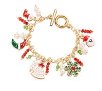 TEMOOUES Abalorio navideño con diseño de Papá Noel, reno, árbol de Navidad, joyería para mujer, accesorios de fiesta de Navidad para mujer, talla única, como se describe