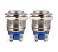 TEMPNAP Pulsador de Botón Metálico de 19 Mm de Acero Inoxidable Control de Circuito y Conmutador Momentáneo para Lámpara de Mesa y Protección de Entrada, Pack de 2 Piezas