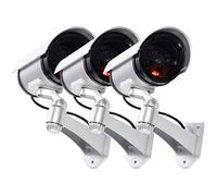 tempo di saldi 3 cámaras de vigilancia Falsas de Exterior con luz LED Intermitente infrarroja