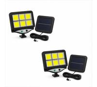 tempo di saldi Juego de 2 lámparas solares de exterior con sensor de movimiento, focos LED con panel solar para jardín, garaje, patio y entrada