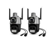 Tempo di saldi Kit de 2 cámaras WiFi de Exterior PTZ de Doble Objetivo 8X, Sistema de videovigilancia IP con Estructura compacta 28 x 20,5 x 17 cm - Monitoreo para casa, Oficina y Garaje