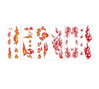 Temporary Stickers - 6-Sheet Long Lasting Decal Party Decorations, 9.7x24cm/3.82x9.45 Inches Red Flame Stickers Temporary For Face | For Children Teens Holiday Halloween Birthday Bonfire Festival