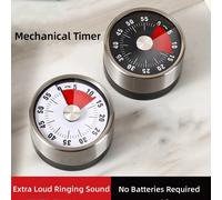 Temporizador de acero inoxidable, imán de cocina, temporizador mecánico de huevos, reloj despertador para hornear en casa Red