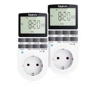 Temporizador Enchufe, Besvic 3680W Programador Enchufe Digital con Pantalla LCD Grande, 10 Programas Diarios y Modo Antirrobo, Enchufe Programable Ahorro Tiempo y Energía (2 Pack)