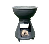 TempoStyle-Carbón y Madera Barbecue Yucatán | Barbacoa Redonda de Maple Corten para Exterior y Jardín con Parrilla de cocina de Maple inoxidable 316 sp.1cm, portátil con Ruedas (antracita)