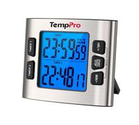 TempPro TM02 Temporizador de Cocina con Cronómetro de Cuenta Regresiva Dual | Reloj Magnético, Alarma Fuerte Ajustable y Retroiluminación LCD Con Dígitos Grandes/24 Horas (Anteriormente ThermoPro)