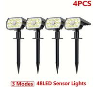 TEMU 1/2/4/6 piezas de Luces Solares de Exterior, 46 LEDS con Sensor de Movimiento, 3 de Iluminación, Focos Solares de Exterior para Patio, Jardín, Césped, , Parque y , Lámpara de Césped en Lados de