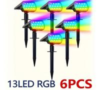 TEMU 1/2/4/6 piezas Luz Solar para Jardín, IP65, RGB cambio de color 13LEDs exterior con 7 de iluminación, luz de paisaje para Navidad, Pared, Porche, Jardín y Patio, Luces de para Lados de