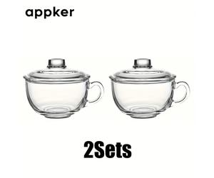 TEMU 1/2 Juegos de Grande de Vidrio para Pasta con y Asa - y Resistente al , de Vidrio Ideal para Avena, Pasta, Arroz, Postres - para Ramadán, Regalos del Día de la , Uso Diario