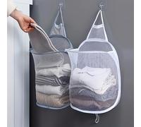 TEMU 1/2 Paquete Cesto de lavandería de malla para montaje en pared, Organizador de cesta de almacenamiento de lavandería plegable, Adecuado para baño, dormitorio, lavandería, Cestas de lavandería